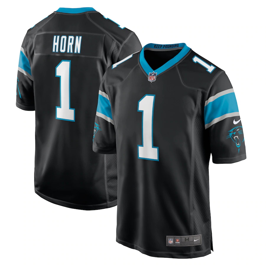 Mens Carolina Panthers #1 Jaycee Horn Nike Black 2021 NFL Draft First Round Pick Game Jersey->carolina panthers->NFL Jersey